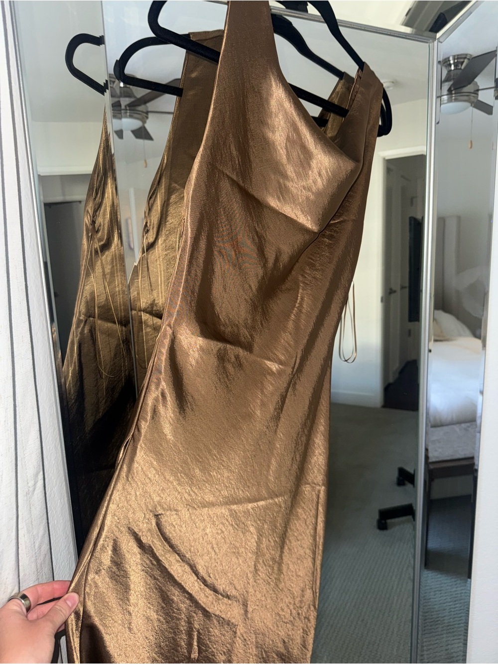 Satin Slip Maxi Dress in Bronze - Picture 3 of 9